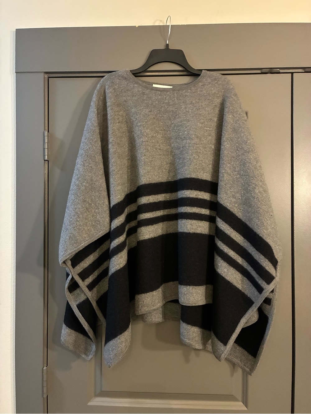 Kate Spade Gray and Black Striped Poncho Sweater
